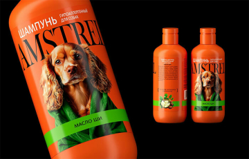  редизайн серии этикеток шампуней для домашних животных Amstrel