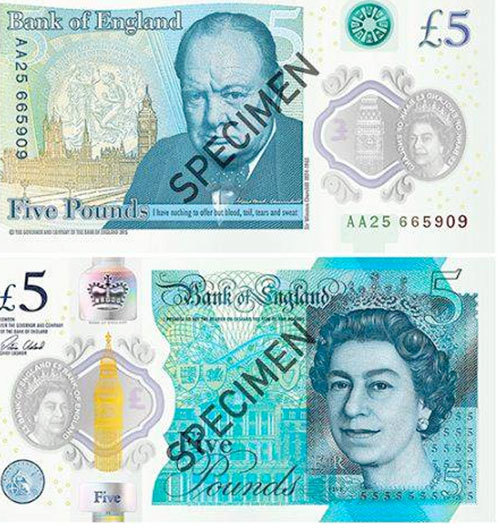  пластиковые банкноты Англия Уэльс Великобритания 5 фунтов