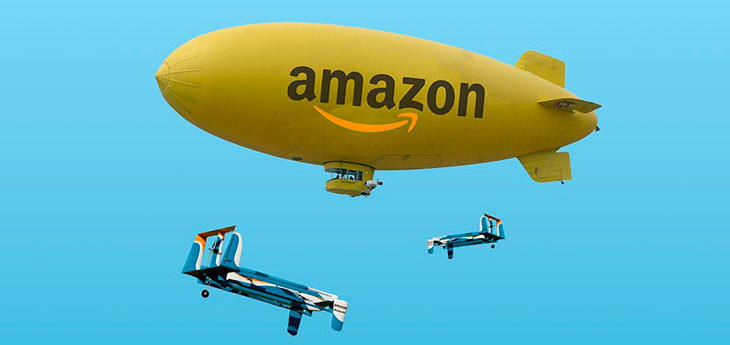 Amazon планирует организовать доставку товаров дронами с дирижаблей