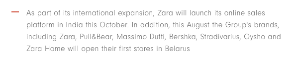 Inditex Zara, Pull&Bear, Massimo Dutti, Bershka, Stradivarius, Oysho and Zara Home in Belarus