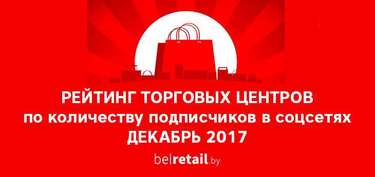 Рейтинг торговых центров Беларуси по количеству подписчиков в социальных сетях (декабрь 2017)