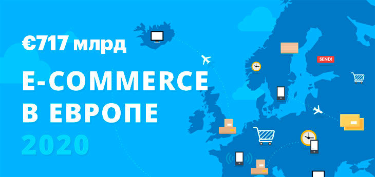 Объем рынка e-commerce в Европе по итогам 2020 года составит €717 млрд