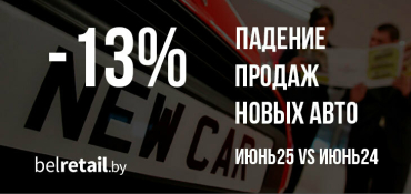 В июне продажи новых автомобилей сократились на 13%