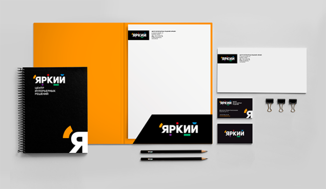 Айдентика фирменный стиль Центр интерьерных решений «Яркий» Primary/JWT
