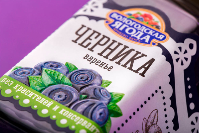 Этно-этикетка для варенья «Вологодская ягода. Кружево вкуса» группы компаний «РусБиоАльянс»