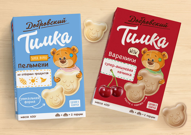 Редизайн упаковки детской линейки пельменей «Добровский» «Тимка» Muffin Group
