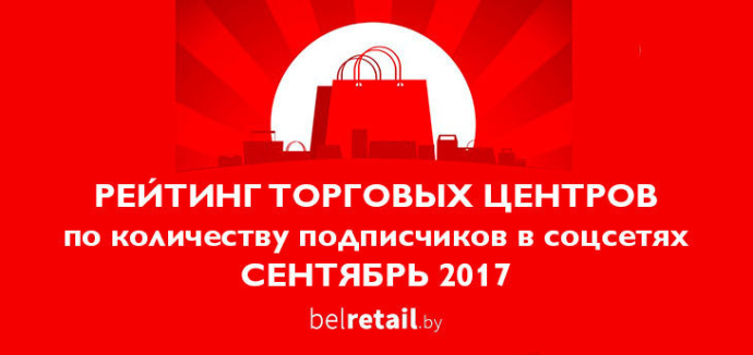  Рейтинг торговых центров Беларуси по количеству подписчиков в социальных сетях (сентябрь 2017)