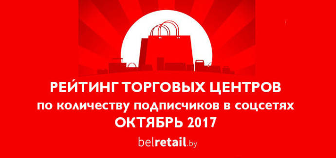  Рейтинг торговых центров Беларуси по количеству подписчиков в социальных сетях (октябрь 2017)