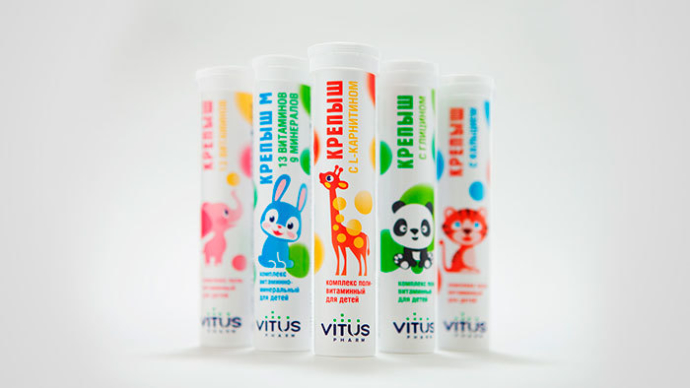  редизайн упаковки витаминно-минеральных комплексов под брендом Vitus брендинговое агентство AVC