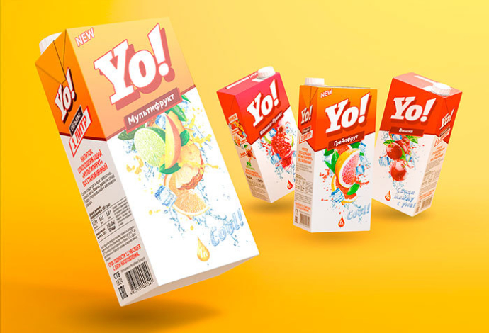  Дизайн упаковки сокосодержащего напитка Yo Исполнитель — Компания стратегического брендинга PG branding.