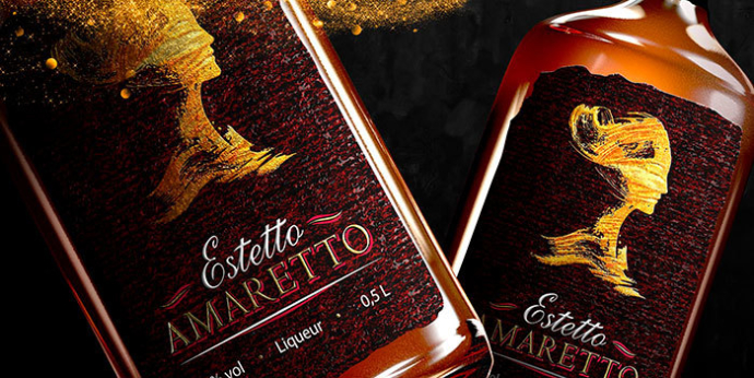  Название и этикетка нового ликера Estetto Amaretto для винокурни «Нарочь»