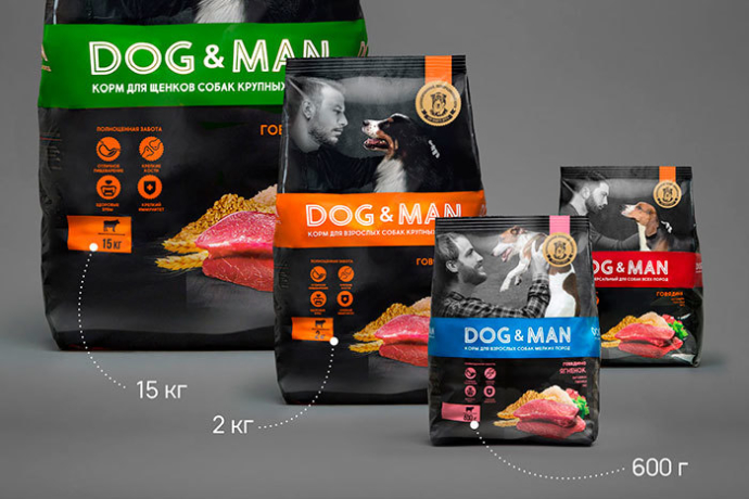  Разработка дизайн-концепции упаковки корма для собак DOG&MAN для ООО «Радуга»