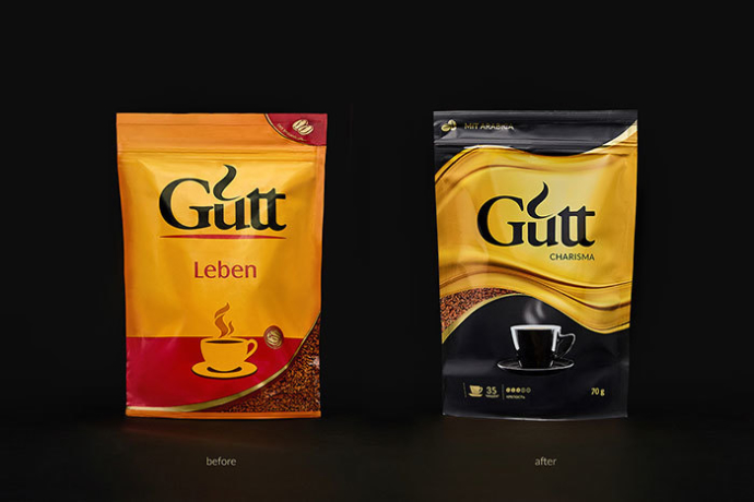  Редизайн упаковки кофе Gutt для УП «Караван»