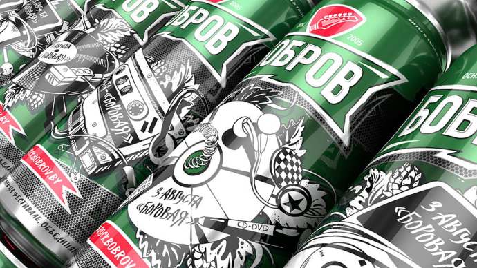  Лимитированная линейка пива «Бобров» к фестивалю «Рок за Бобров 2019» для компании «Бабруйскі бровар» PG branding