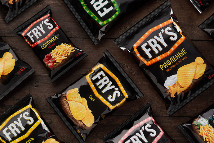  Редизайн логотипа и упаковки картофельных чипсов Fry’s для компании Global Snack Fabula Branding