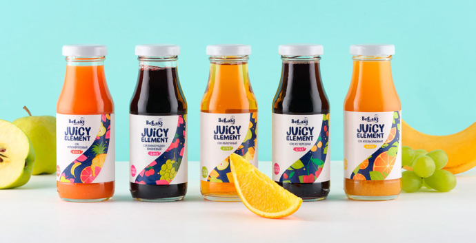  Дизайн для новой линейки натуральных соков Juicy Element компании «Беллакт» PG Brand Reforming