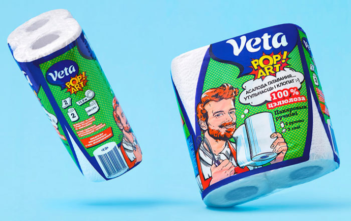  Новая линейка Pop Art бумажных салфеток, полотенец и туалетной бумаги под ТМ Veta