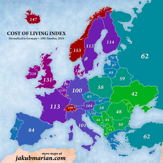  Индекс стоимости жизни Германия Беларусь Европа