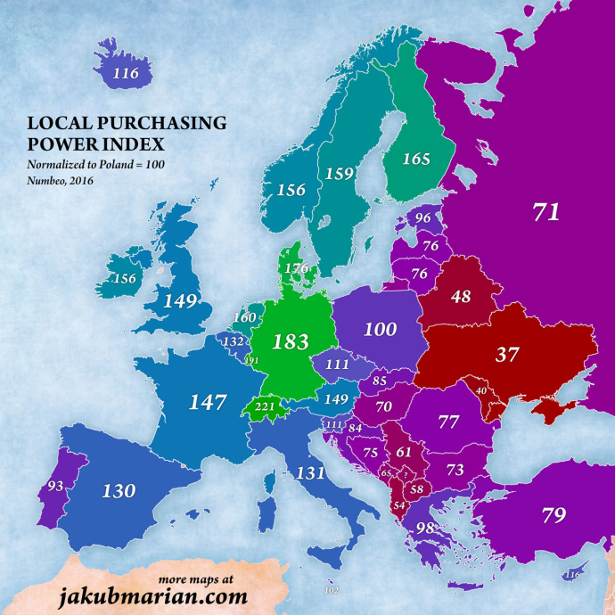  Индекс покупательной способности Польша Беларусь Европа
